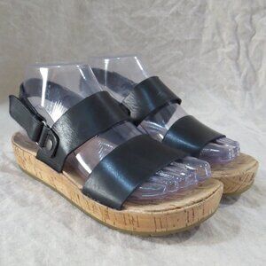 Korks by Kork-Ease Black Leather Sandals SIZE 6 Adjustable Strap